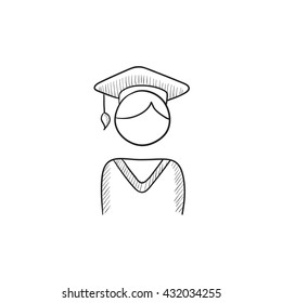 Graduate vector sketch icon isolated on background. Hand drawn Graduate icon. Graduate sketch icon for infographic, website or app.
