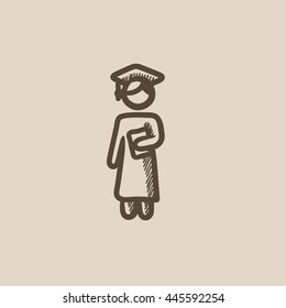 Graduate vector sketch icon isolated on background. Hand drawn Graduate icon. Graduate sketch icon for infographic, website or app.
