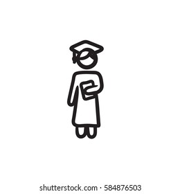 Graduate vector sketch icon isolated on background. Hand drawn Graduate icon. Graduate sketch icon for infographic, website or app.