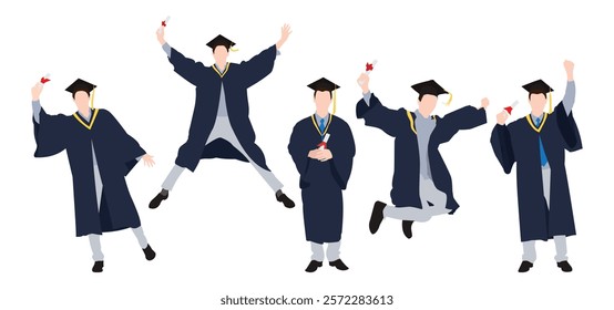 graduate wearing graduation gown flat design