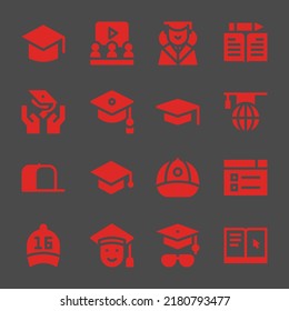 graduate web icons. Graduation and Learning, Learn and Learning symbol, vector signs