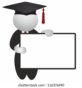 Graduate and whiteboard