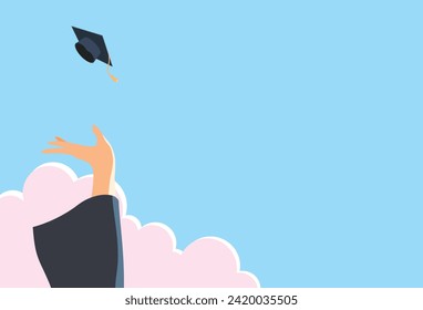 A graduate who throws a hat into the sky