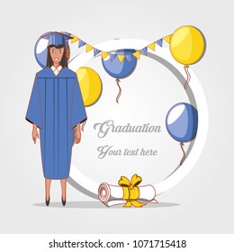 graduate woman avatar character