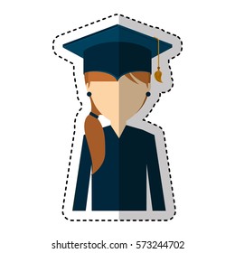 graduate woman avatar character vector illustration design