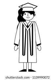 graduate woman in graduation robe and cap