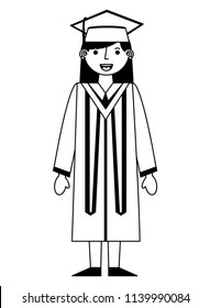 graduate woman in graduation robe and cap