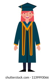 graduate woman in graduation robe and cap