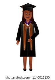 graduate woman in graduation robe and cap