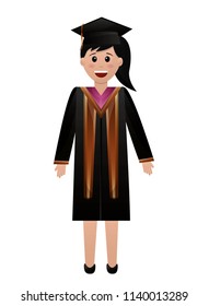 graduate woman in graduation robe and cap