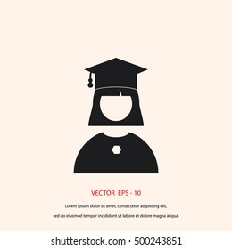 Graduate woman Icon, flat design best vector icon