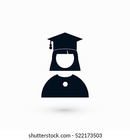 Graduate woman Icon, flat design best vector icon