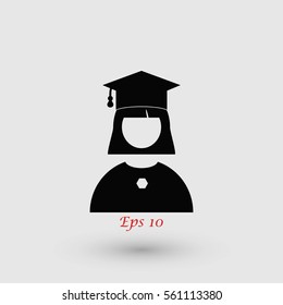 Graduate woman Icon, flat design best vector icon