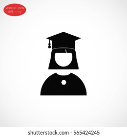 Graduate woman Icon, flat design best vector icon