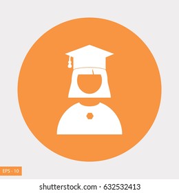 Graduate woman Icon, flat design best vector icon