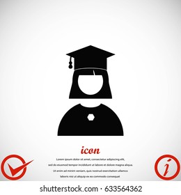 Graduate woman Icon, flat design best vector icon
