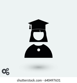 Graduate woman Icon, flat design best vector icon