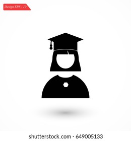 Graduate woman Icon, flat design best vector icon