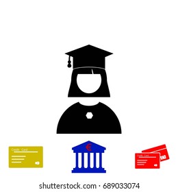 Graduate woman Icon, flat design best vector icon