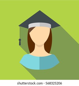 Graduate woman icon. Flat illustration of graduate woman vector icon for web design