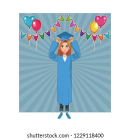 graduate young woman cartoon