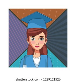 graduate young woman cartoon