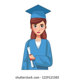 graduate young woman cartoon