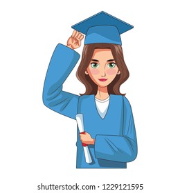 graduate young woman cartoon