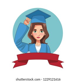 graduate young woman cartoon