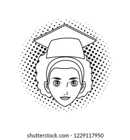 graduate young woman cartoon black and white