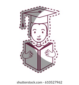 graduated avatar character reading book