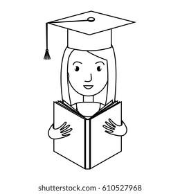 graduated avatar character reading book