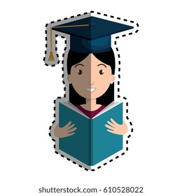graduated avatar character reading book