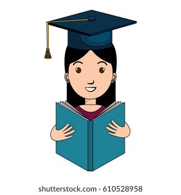 graduated avatar character reading book