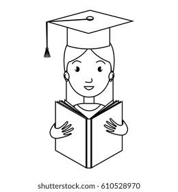 graduated avatar character reading book