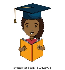 graduated avatar character reading book