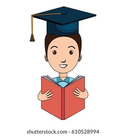 graduated avatar character reading book