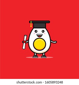 GRADUATED BOILED EGG MASCOT VECTOR DESIGN