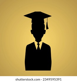 graduated boy silhouette design, vector of graduated boy