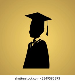 graduated boy silhouette design, vector of graduated boy