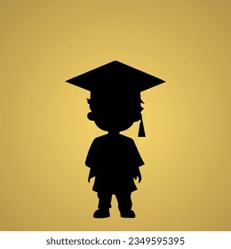 diseño de silueta de niño graduado, vector de niño graduado