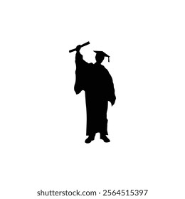 Graduated boy silhouette design, vector of graduated boy. full body silhouette of a graduaction boy.