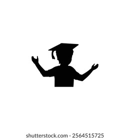 Graduated boy silhouette on white background. 