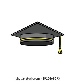 Graduated cap in drawing style isolated vector. Hand drawn object illustration for your presentation, teaching materials or others.