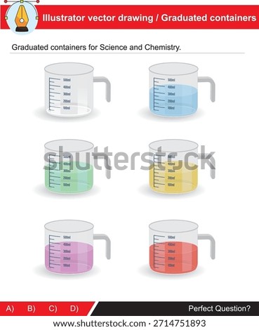 Graduated containers used in experiments for science and chemistry lessons.