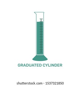 Graduated cylinder chemistry laboratory glassware vector illustration isolated on white background. 