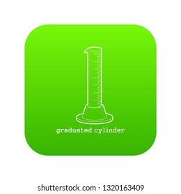 Graduated cylinder icon green vector isolated on white background