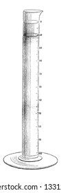 Graduated Cylinder, a laboratory equipment used for measuring the volume of a liquid, vintage engraved illustration. Le Magasin Pittoresque  - 1867