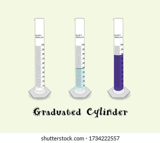 Cilindro graduado o volumen vectorial del cilindro de medida 100 ml para profesor, estudiante y científico.