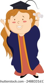graduated girl cartoon vector art